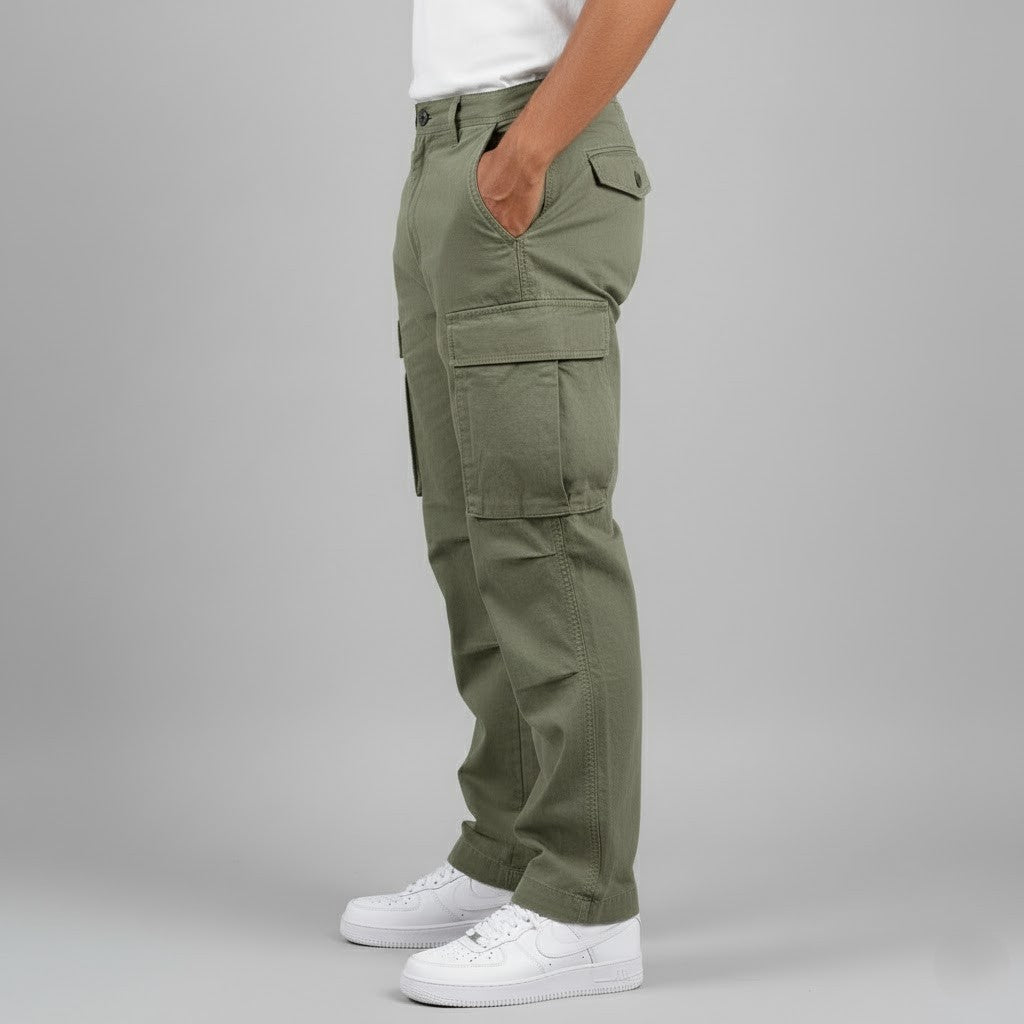 Relaxed Fit Cargo Pants with Side Pockets