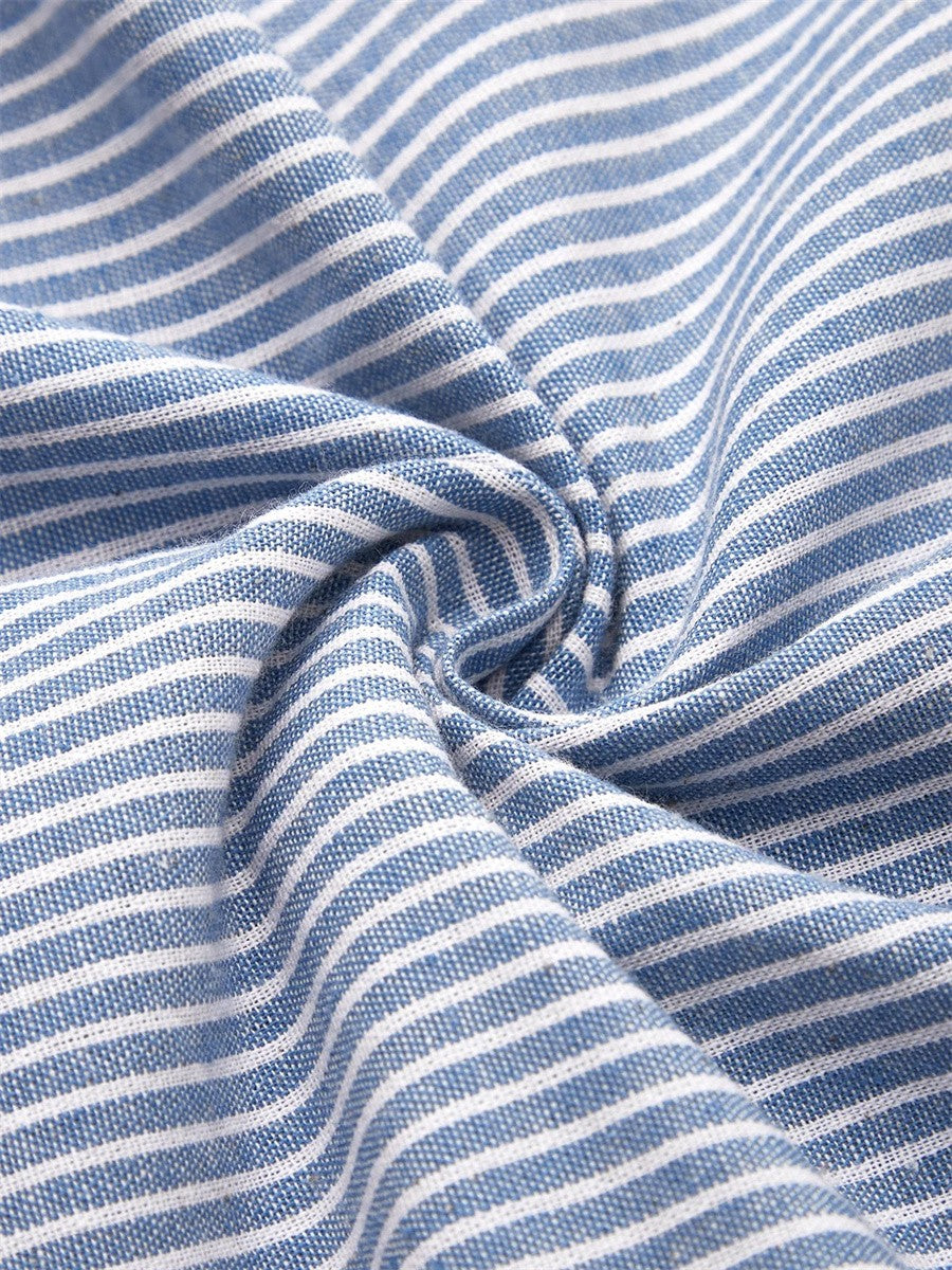 Striped Button-Detail Midi Dress