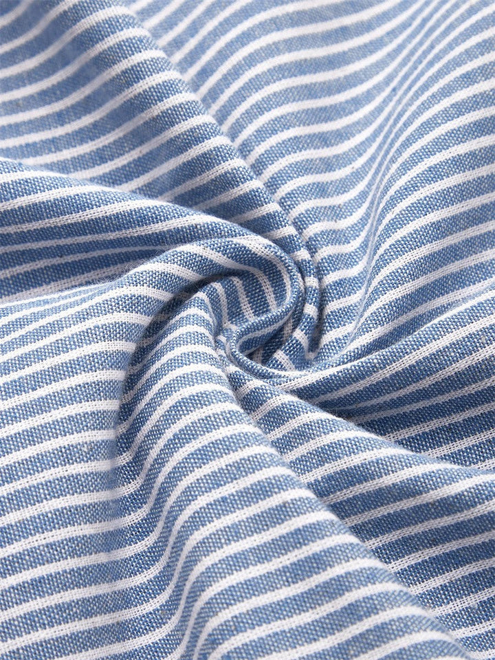 Striped Button-Detail Midi Dress