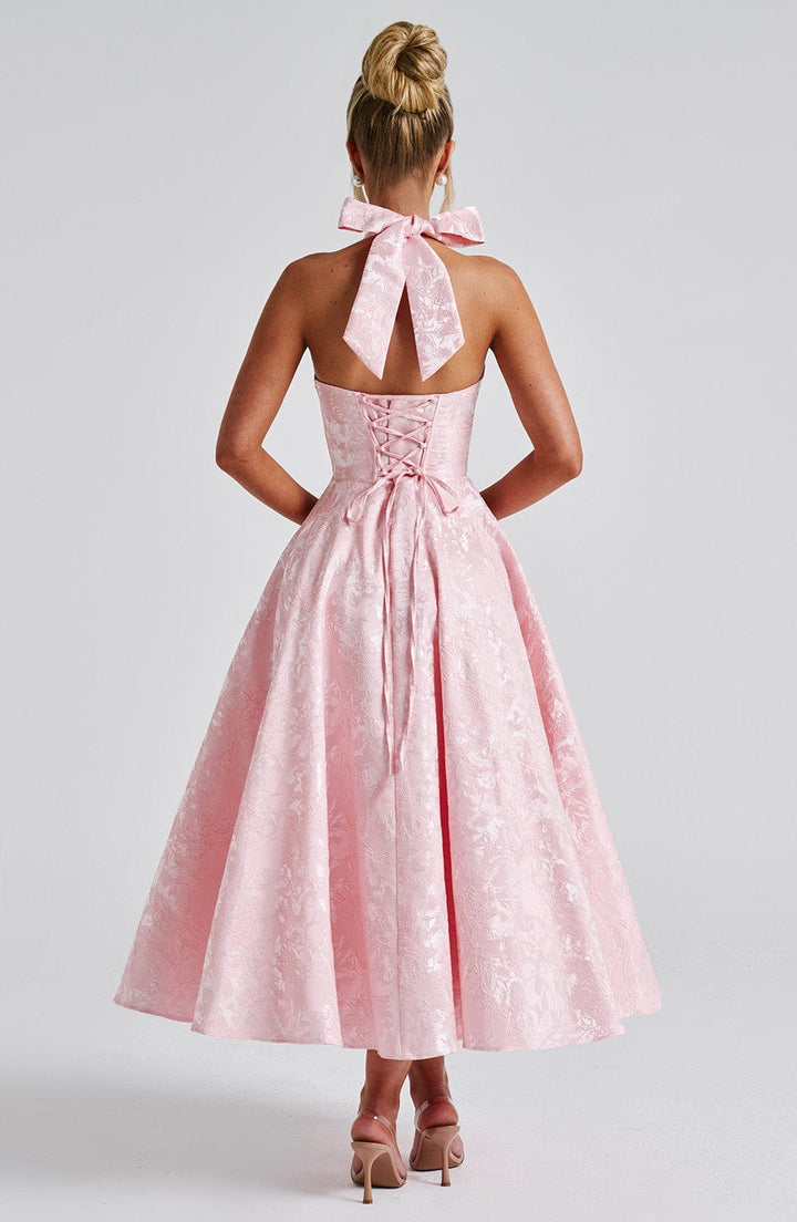 Halter Neck Midi Dress for Wedding Guests