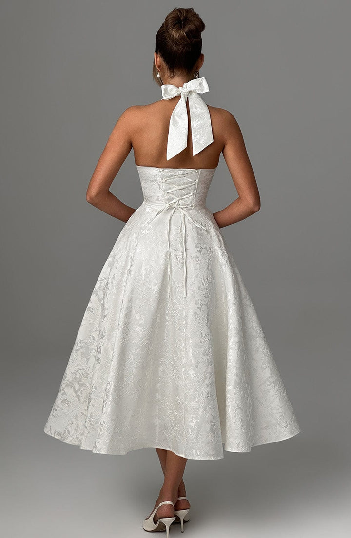 Halter Neck Midi Dress for Wedding Guests