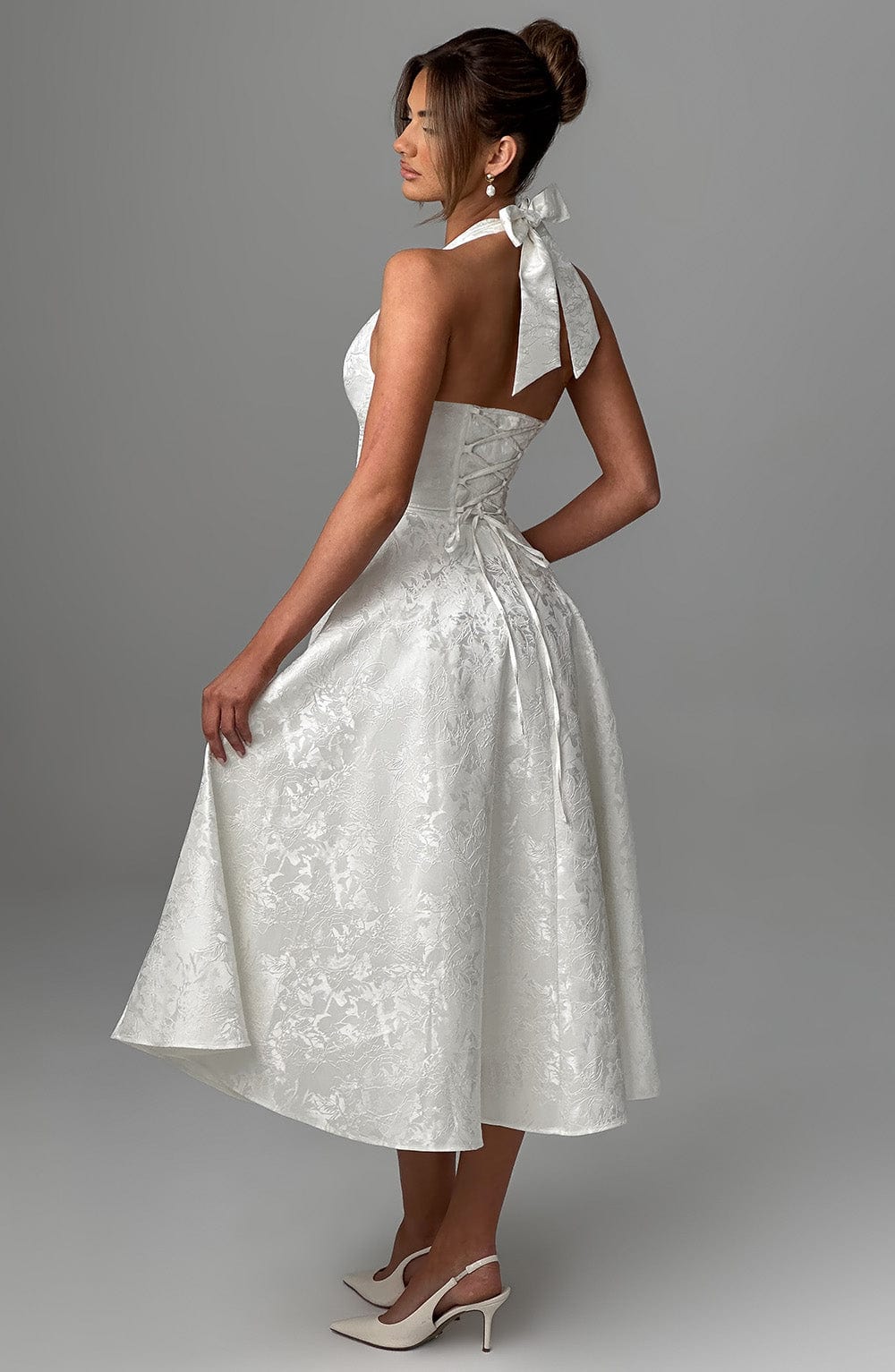 Halter Neck Midi Dress for Wedding Guests
