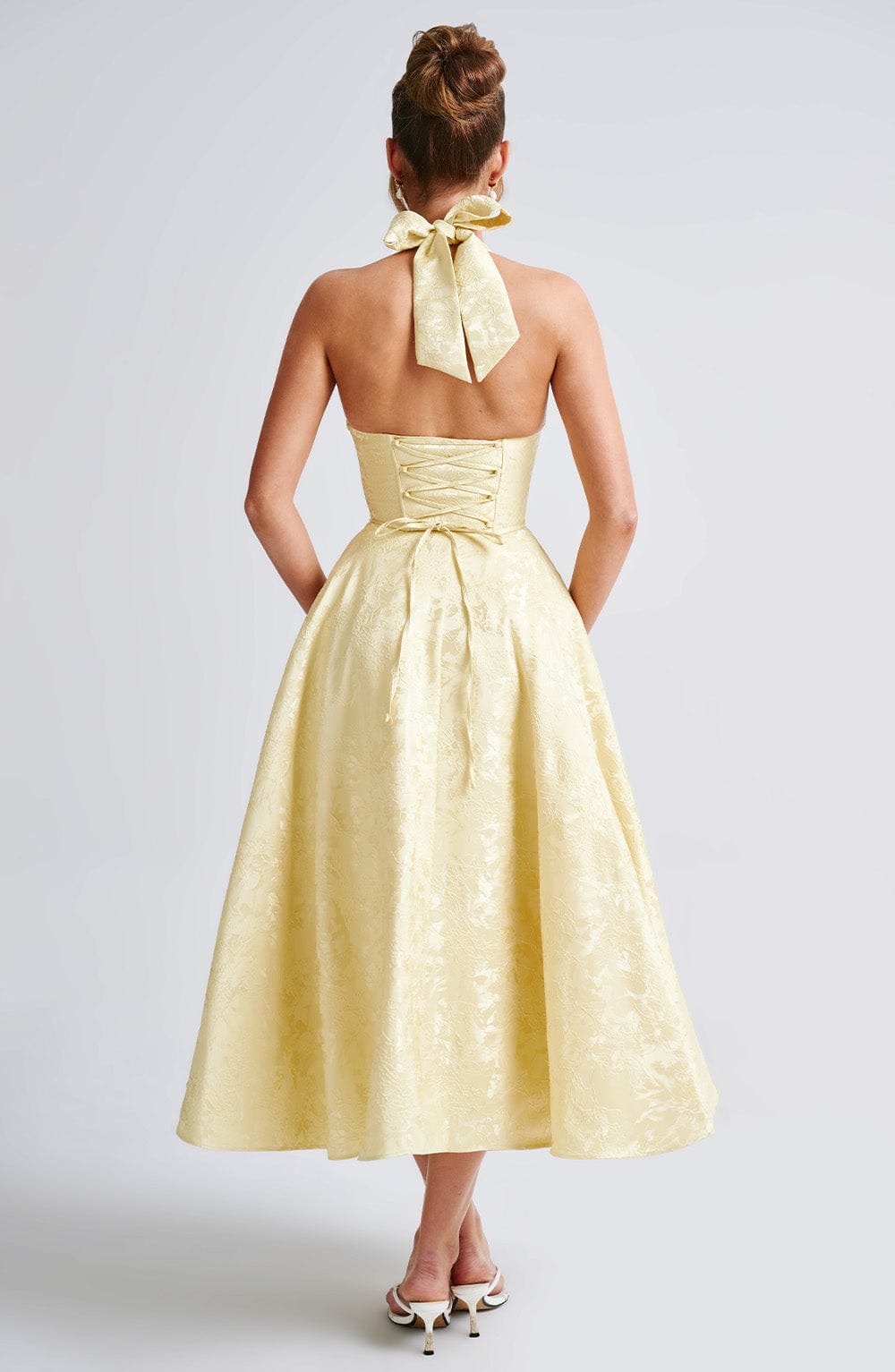 Halter Neck Midi Dress for Wedding Guests
