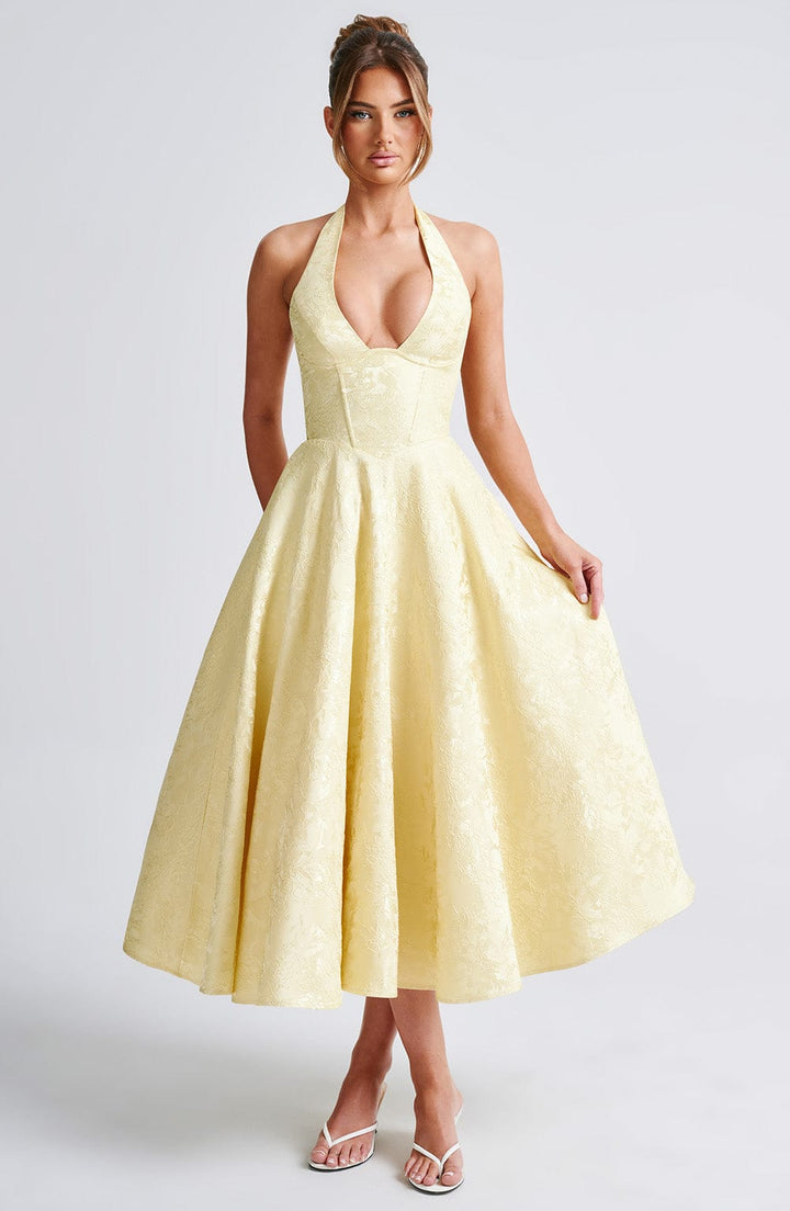 Halter Neck Midi Dress for Wedding Guests