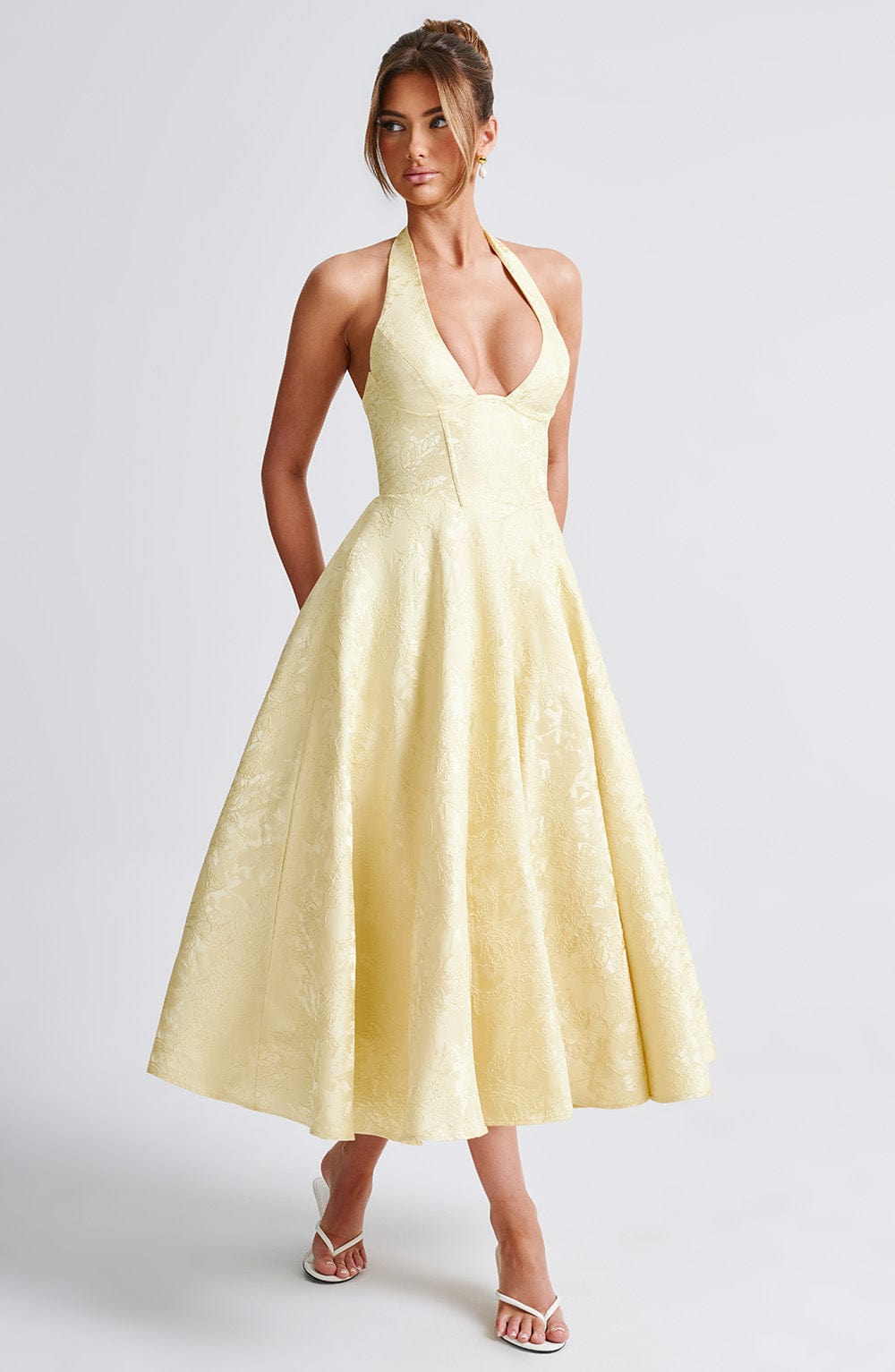 Halter Neck Midi Dress for Wedding Guests