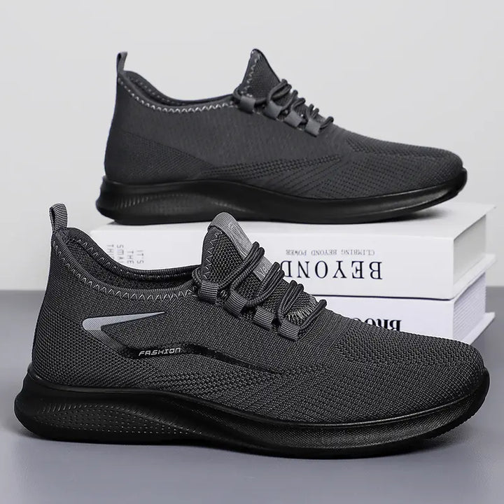 Pair of medium-grey engineered knit men&
