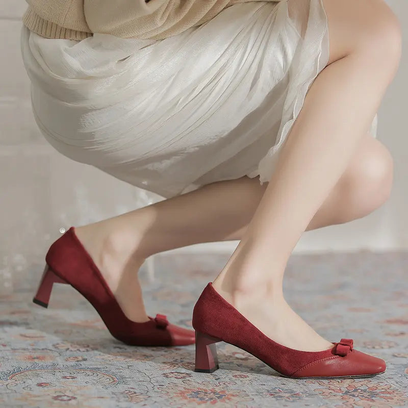 Red microsuede women&
