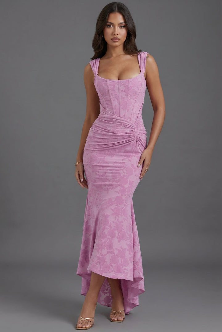 Maxi Dress with Corset Bodice and Fishtail Hem