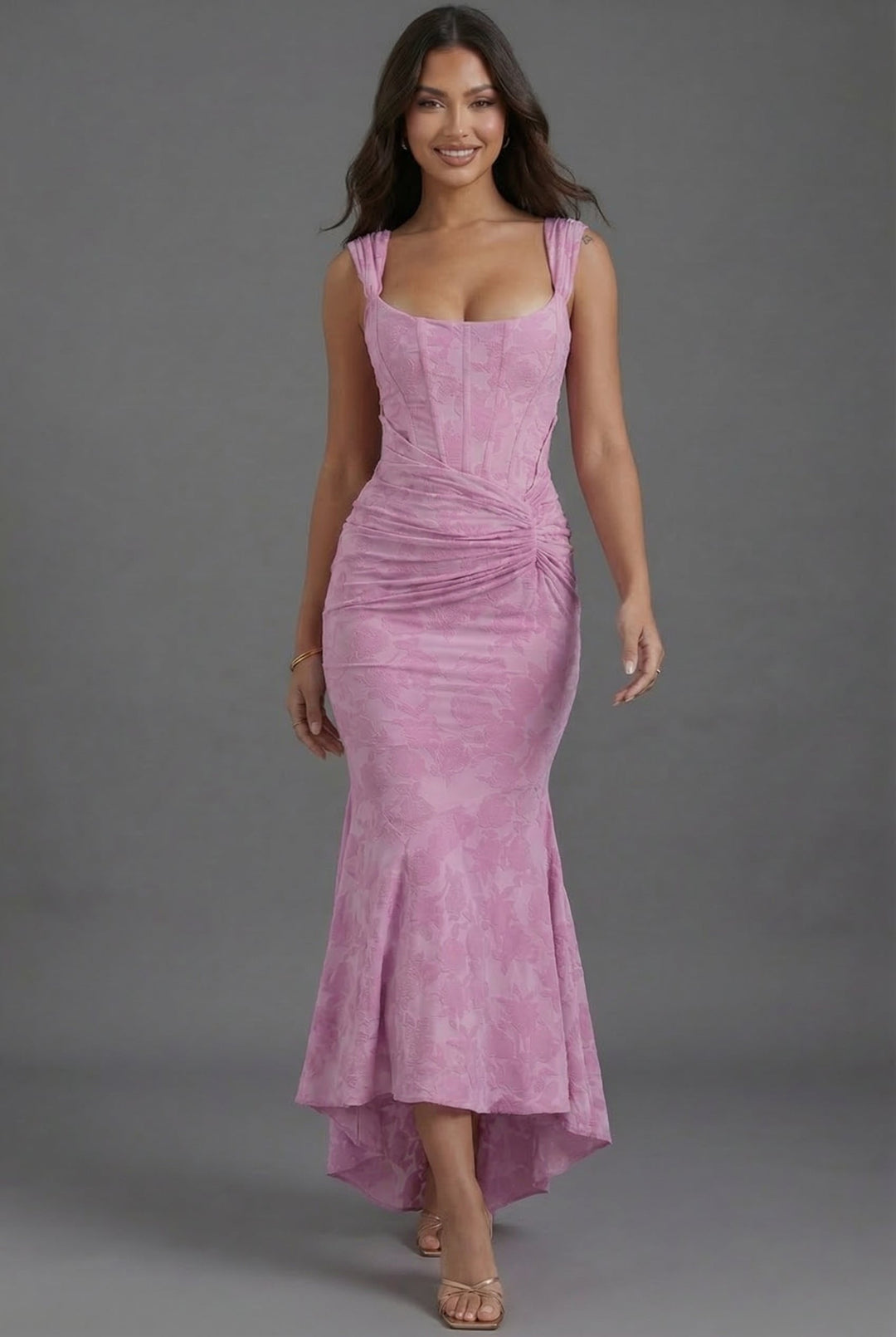 Maxi Dress with Corset Bodice and Fishtail Hem