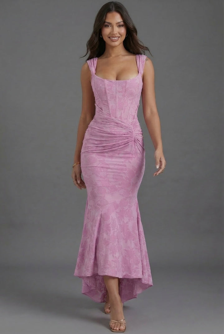 Maxi Dress with Corset Bodice and Fishtail Hem