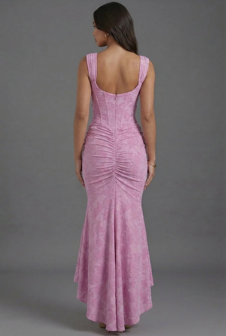 Maxi Dress with Corset Bodice and Fishtail Hem
