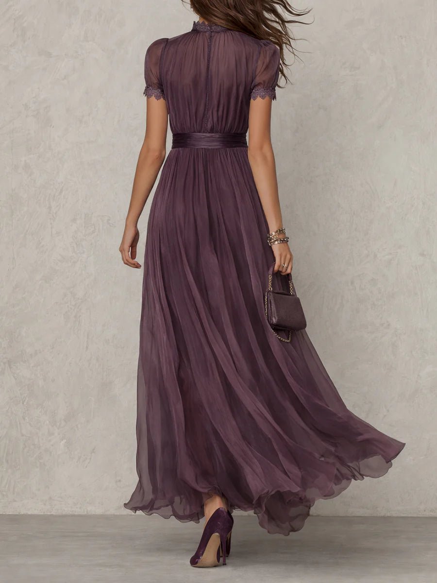 Keyhole Maxi Dress with Puff Sleeves