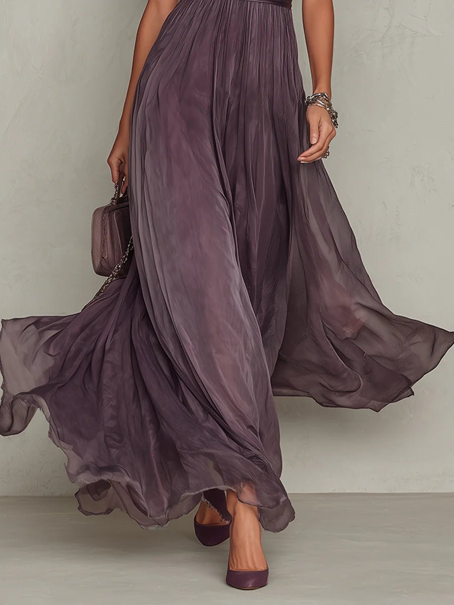 Keyhole Maxi Dress with Puff Sleeves