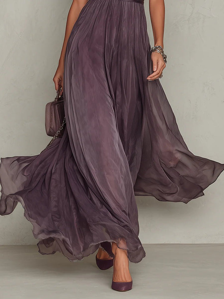 Keyhole Maxi Dress with Puff Sleeves