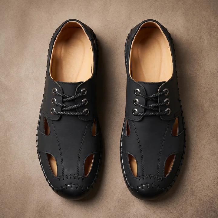 Pair of black matte leather men&