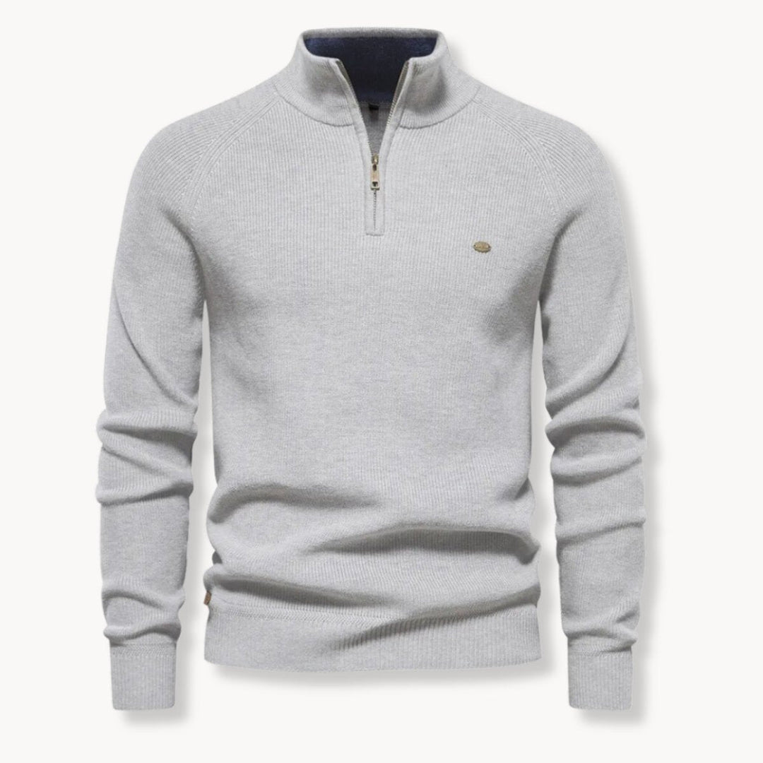 Mens Half-Zip Ribbed Mock Neck Sweater