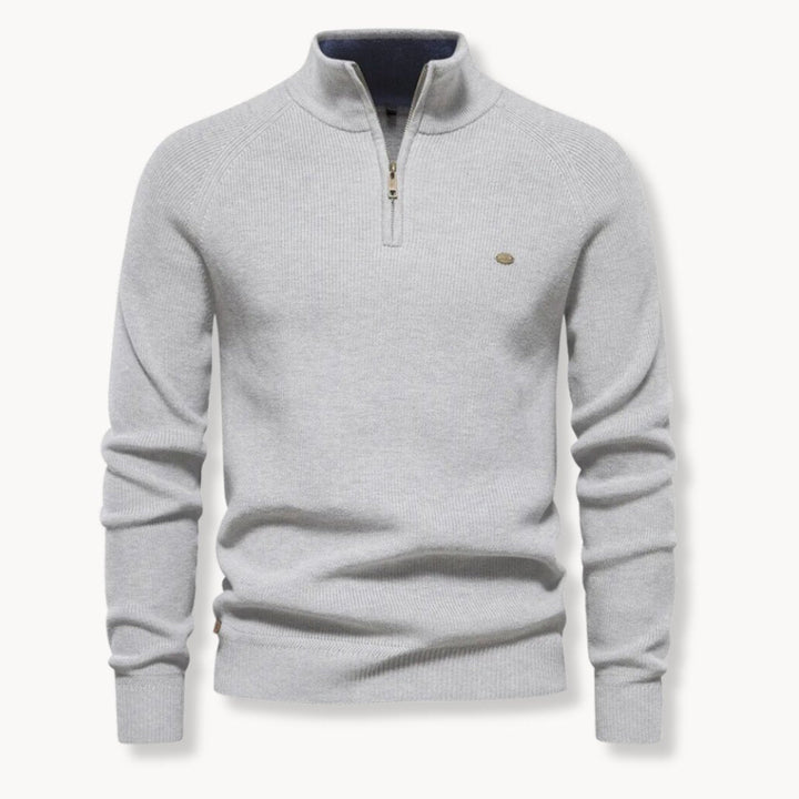 Mens Half-Zip Ribbed Mock Neck Sweater