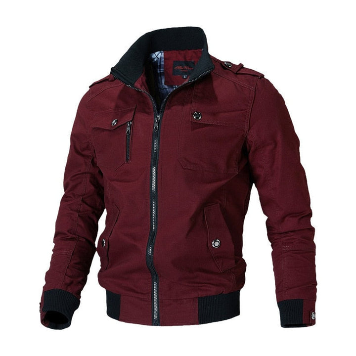 Military-Style Multi-Pocket Bomber Jacket