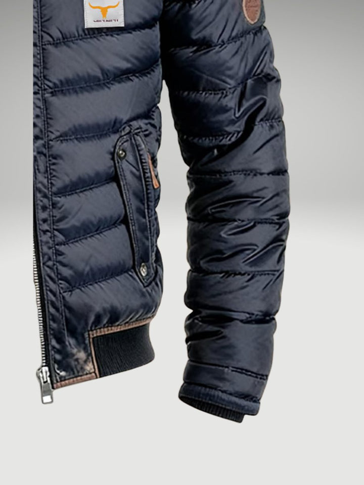 Mens Quilted Puffer Jacket with Stand Collar