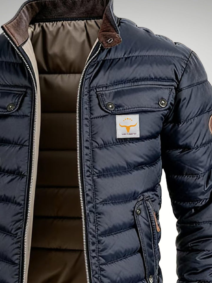 Mens Quilted Puffer Jacket with Stand Collar