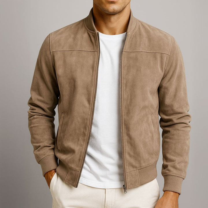 Quilted Suede-Effect Bomber Jacket