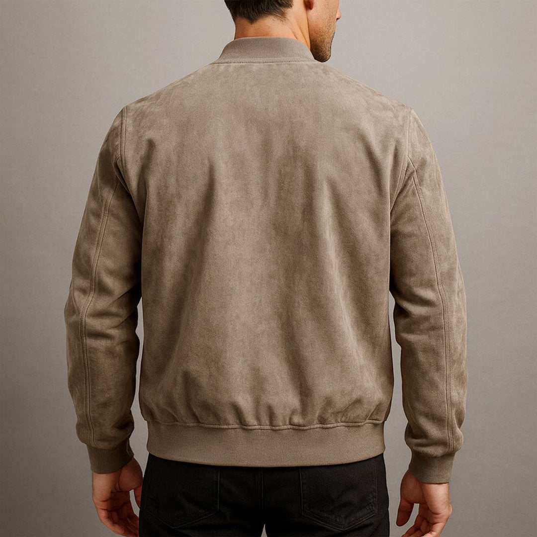 Quilted Suede-Effect Bomber Jacket