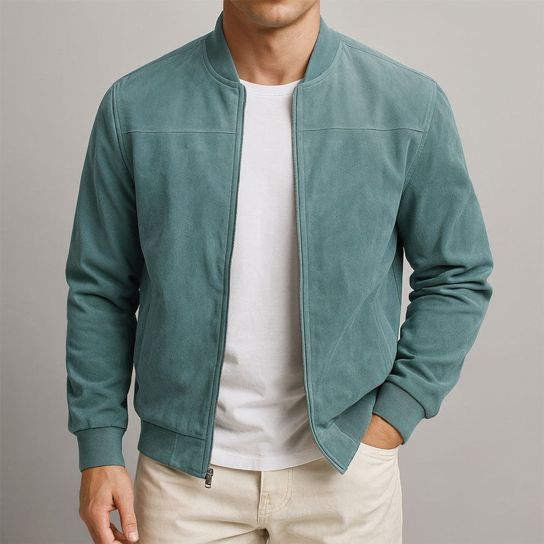 Quilted Suede-Effect Bomber Jacket