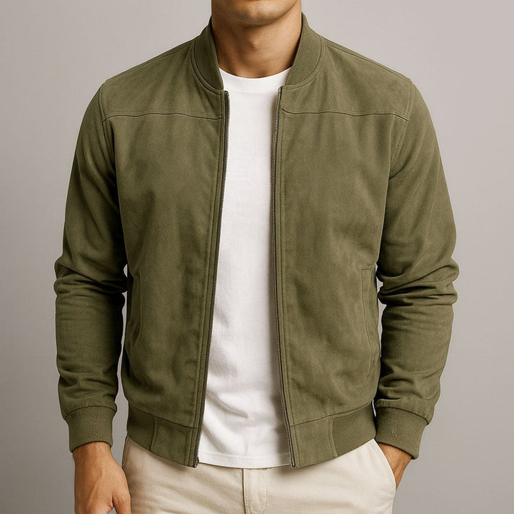 Quilted Suede-Effect Bomber Jacket