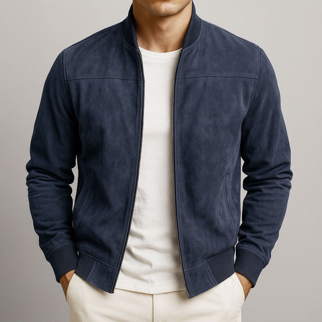 Quilted Suede-Effect Bomber Jacket