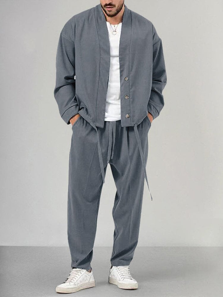 Relaxed-Fit Button-Front Two-Piece Set
