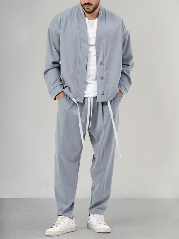 Relaxed-Fit Button-Front Two-Piece Set