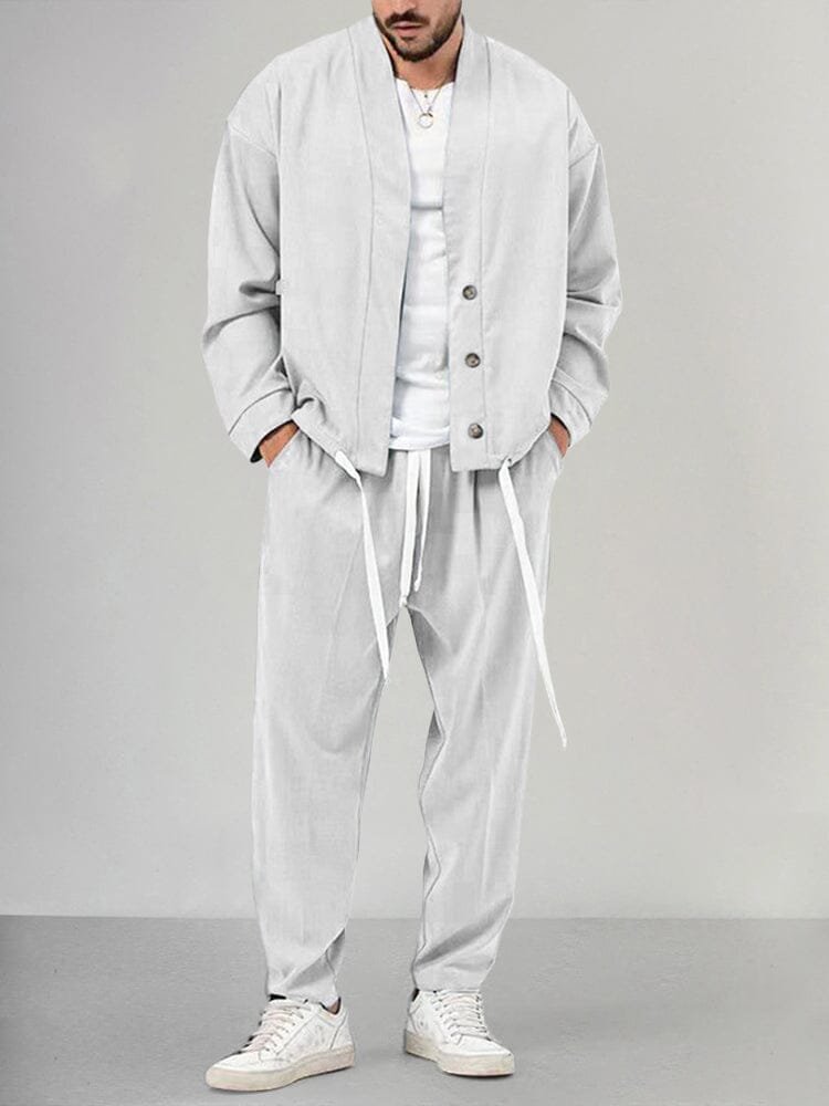 Relaxed-Fit Button-Front Two-Piece Set