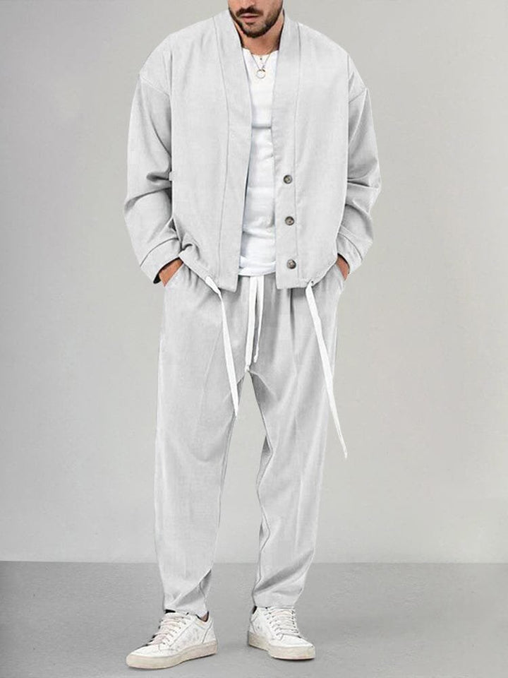 Relaxed-Fit Button-Front Two-Piece Set