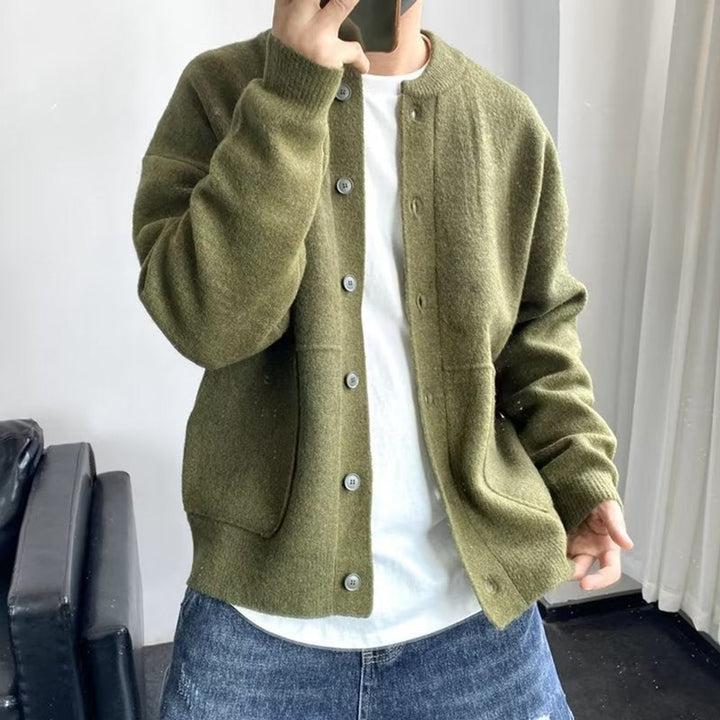 Relaxed Fit Button-Up Knit Cardigan