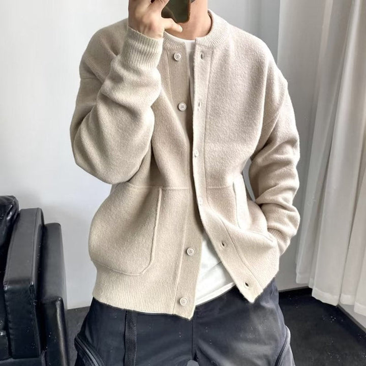 Relaxed Fit Button-Up Knit Cardigan