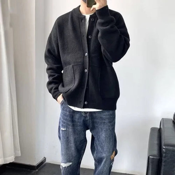 Relaxed Fit Button-Up Knit Cardigan