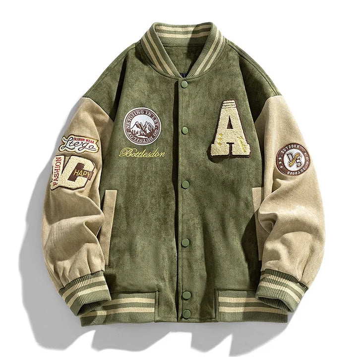 Varsity Button-Up Bomber Jacket