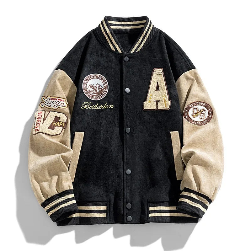 Varsity Button-Up Bomber Jacket