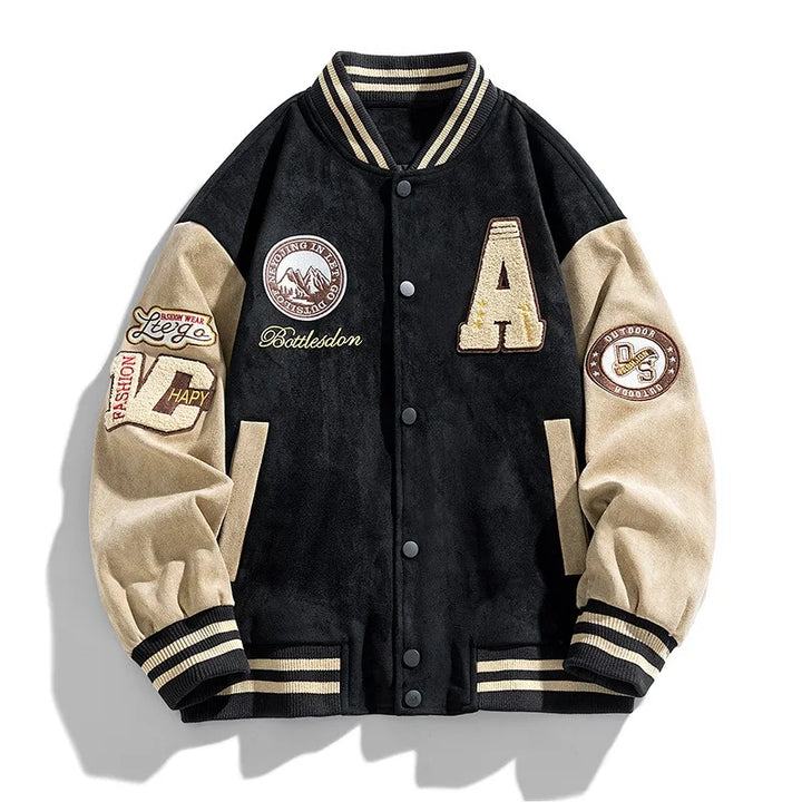 Varsity Button-Up Bomber Jacket