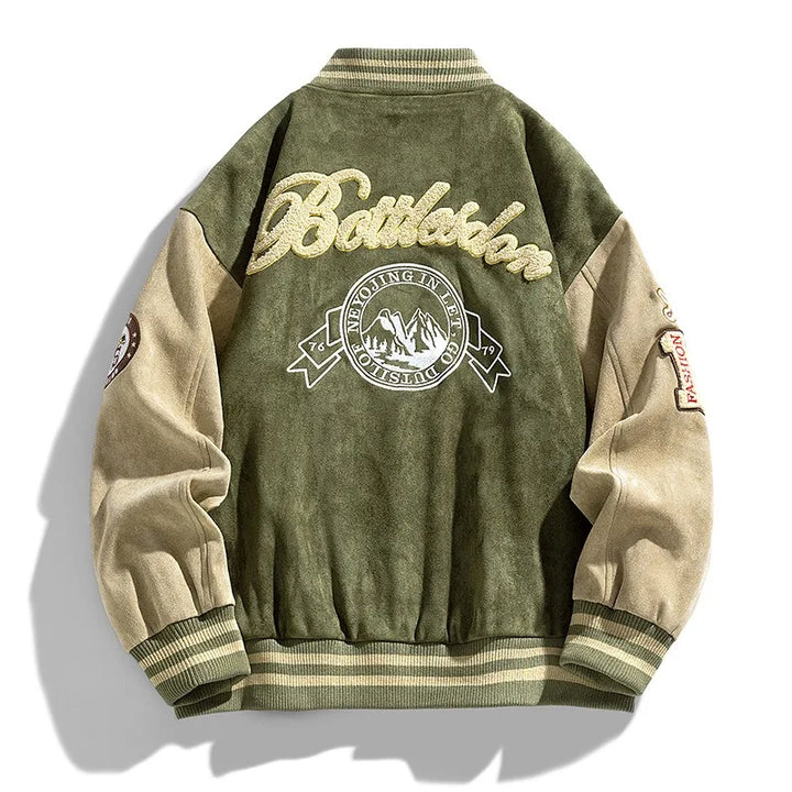 Varsity Button-Up Bomber Jacket