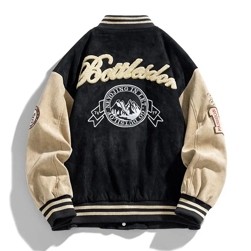 Varsity Button-Up Bomber Jacket