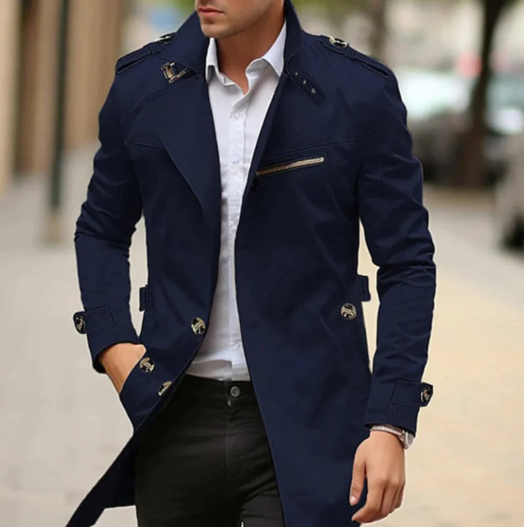 Slim-Fit Double-Breasted Trench Overcoat