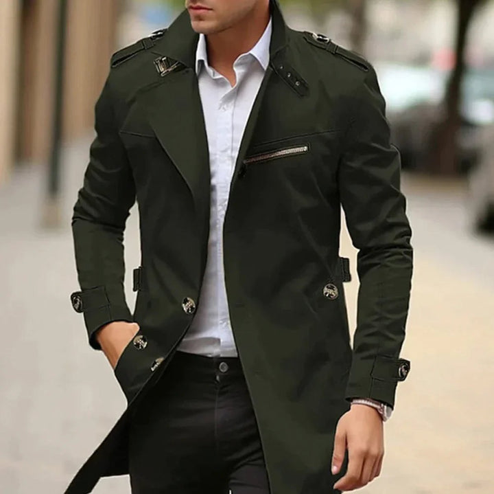 Slim-Fit Double-Breasted Trench Overcoat