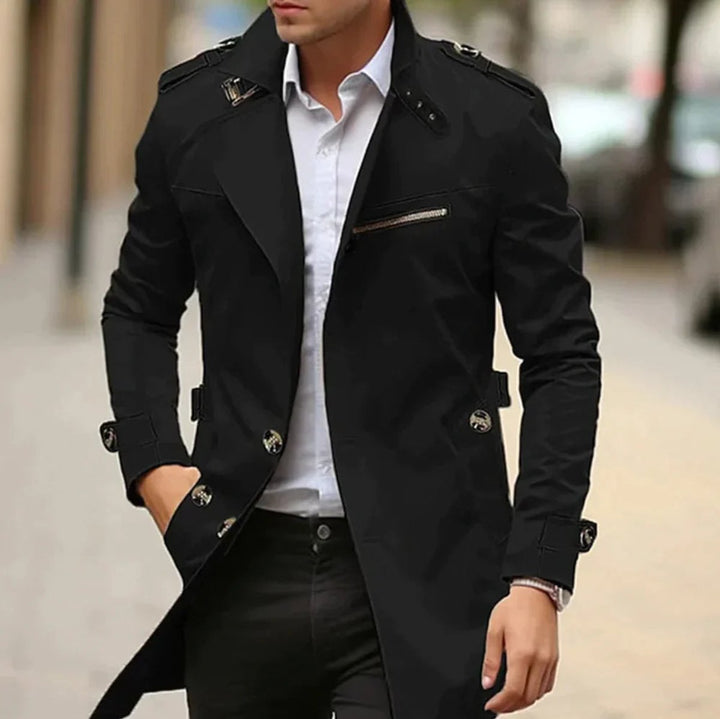 Slim-Fit Double-Breasted Trench Overcoat