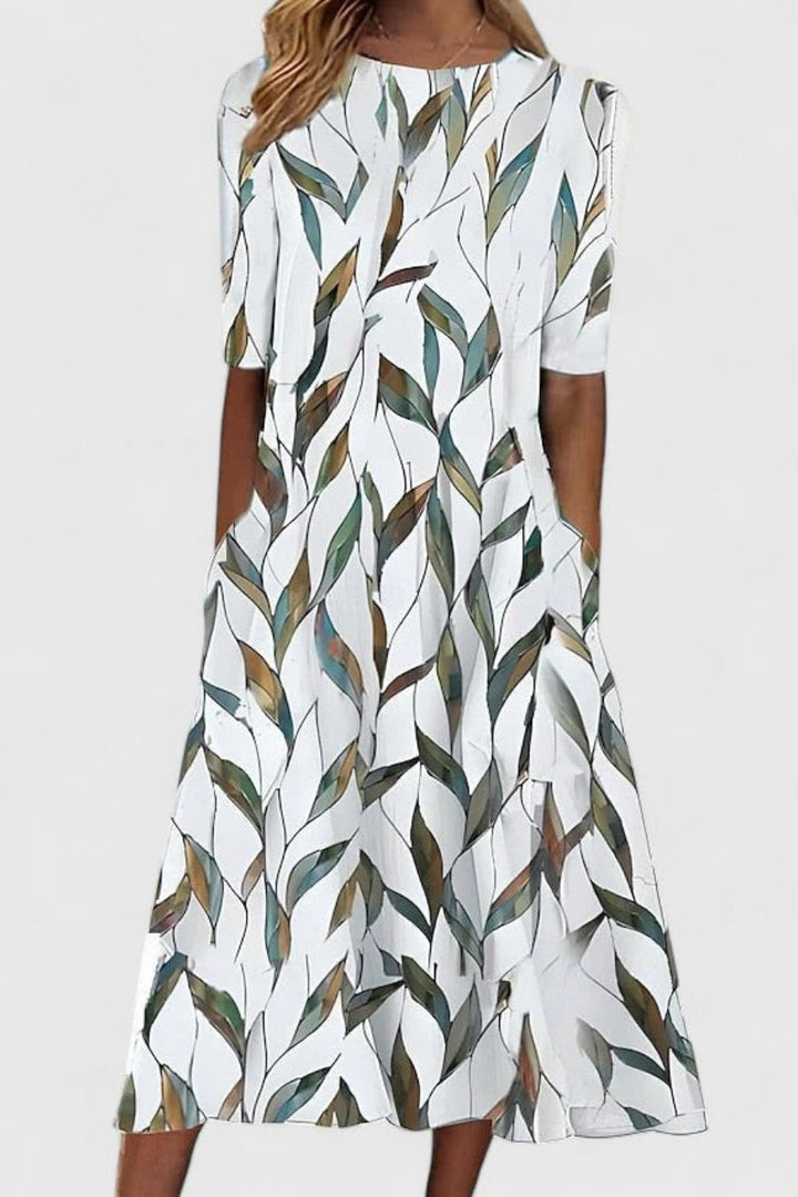Cotton A-Line Midi Dress with Pockets