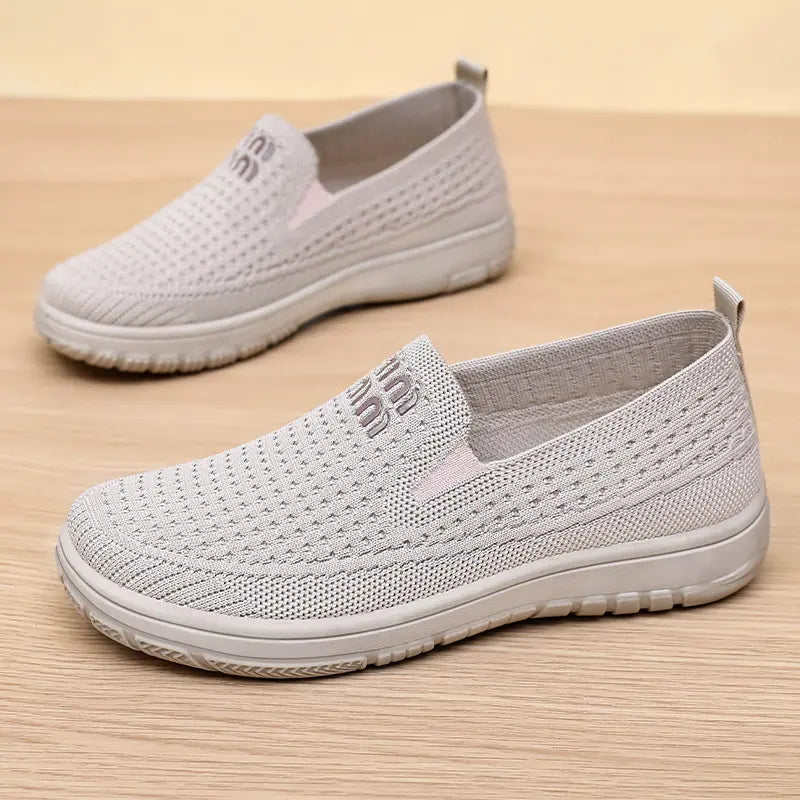 Light grey breathable flyknit mesh women&