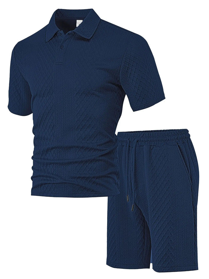 Navy blue textured jacquard knit men&