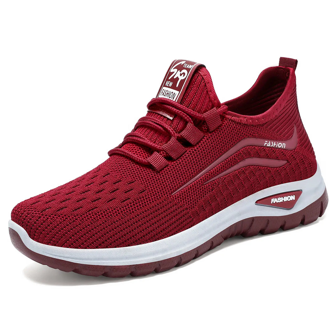 Crimson red breathable knit women&