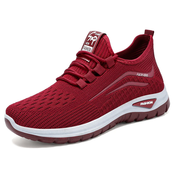 Crimson red breathable knit women&