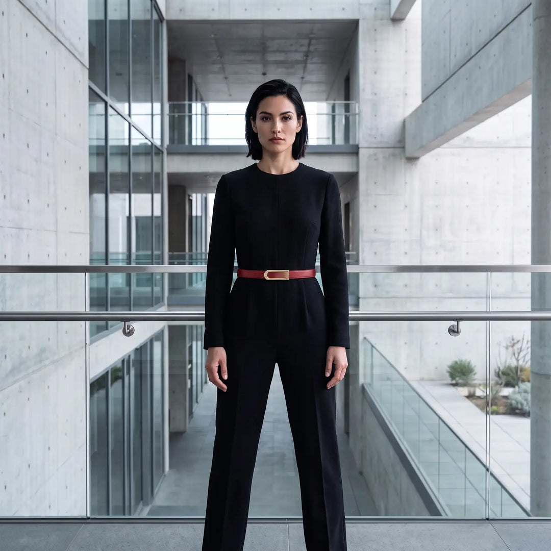 Zylia - Ceinture Fine Cuir Doré Élégant